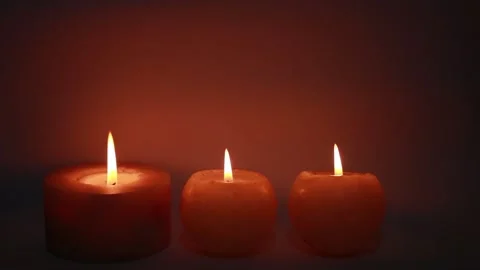 Tree burning candles in the dark Stock Footage 146042709