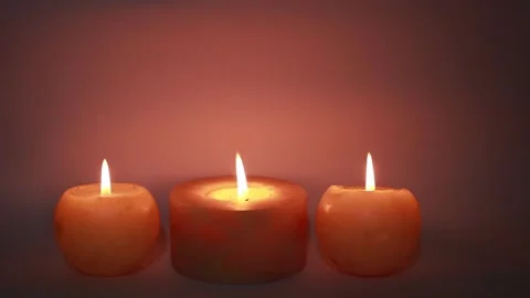 Tree burning candles in the dark Stock Footage 146044544