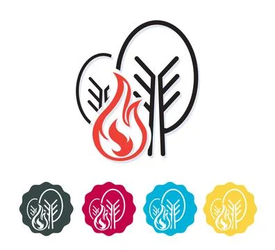 Tree burning - Forest Fire Icon Stock Illustration