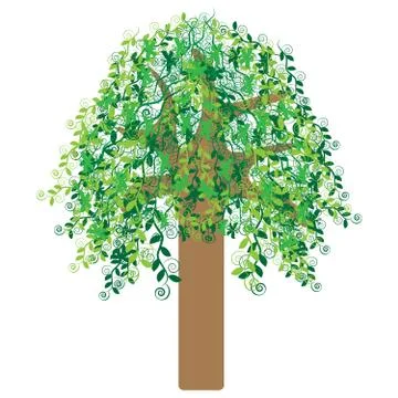 Tree with butterflies isolated on background Stock Illustration
