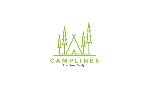 Tree with camp line outdoor logo vector icon symbol graphic design illustrati Stock Illustration