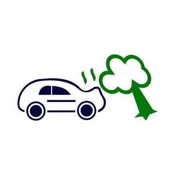 Tree, car, accident, tree fall, tree fell on the car hood icon Stock Illustration