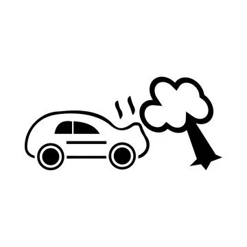 Tree, car, accident, tree fall, tree fell on the car hood icon Stock Illustration
