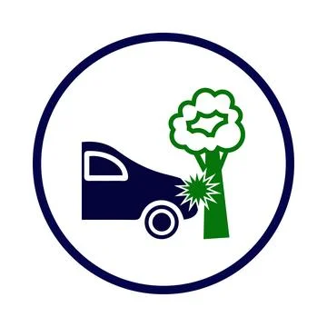 Tree, car, accident, tree fall, tree fell on the car hood icon Stock Illustration