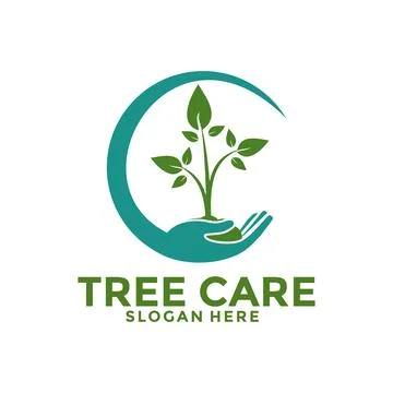 Tree care, save tree logo vector,tree logo icon template Stock Illustration