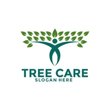 Tree care, save tree logo vector, people tree logo icon template Stock Illustration
