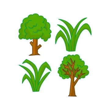 Tree Cartoon Design Graphic Template Vector Stock Illustration