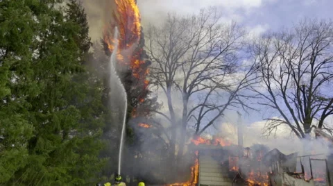 Tree catches fire Stock Footage 61180425