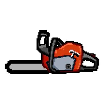 Tree chainsaw pixel art vector illustration Stock Illustration