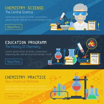 Tree Chemistry Horizontal Banners Illustrazione stock
