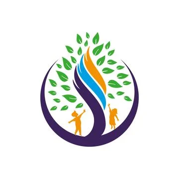 Tree children logo design simple modern vector logo Stock Illustration