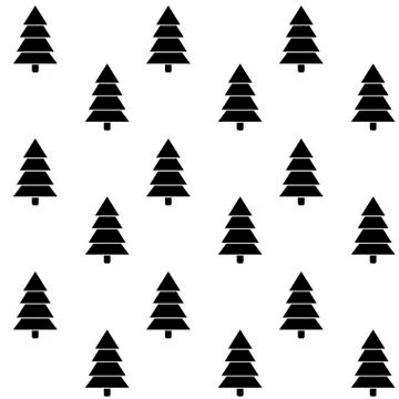Tree christmas monochrome seamless pattern Stock Illustration