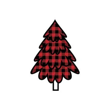 Tree christmas pattern at Buffalo Plaid. Festive background for design and pr Stock Illustration