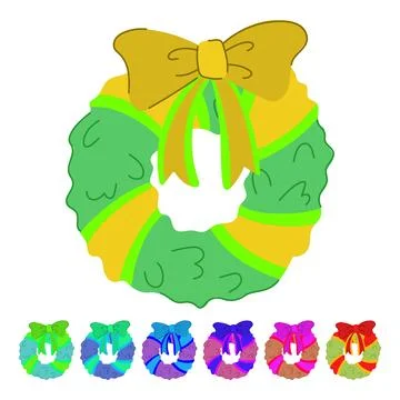 Tree christmas wreath vector cartoon graphic Stock Illustration