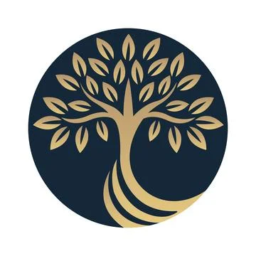 Tree Circle Nature Logo Vector Growth Eco Template Design Illustrazione stock