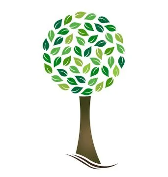 Tree with circled leaves Stock Illustration