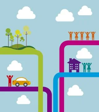 Tree city design over sky background vector illustration Ilustração Stock
