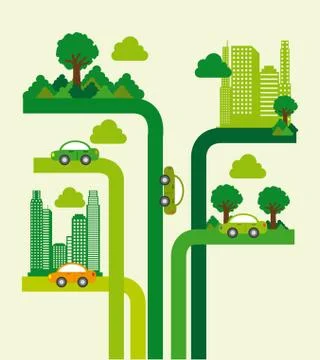 Tree city design over white background vector illustration Ilustração Stock