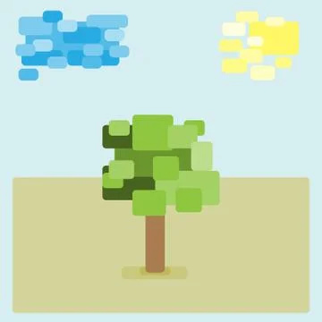 Tree cloud sun landscape nature ecology Stock Illustration