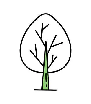 Tree. Co2 concept of climate change. Recycling. Vector doodle Stock Illustration