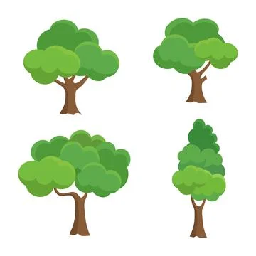 Tree collection. Vector illustration of a cartoon tree. Illustrazione stock