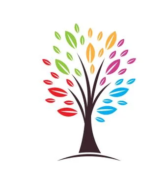 Tree with color leaves Stock Illustration