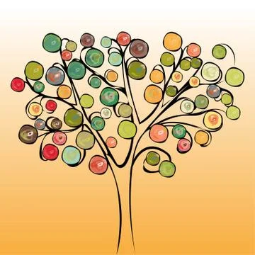 Tree colorful abstract background. Illustrazione stock