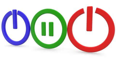 Tree colorful on and pause button signs Illustrazione stock