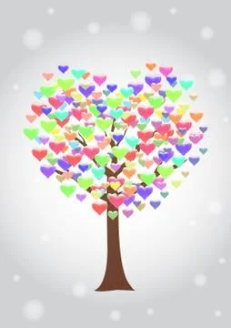 Tree with colorful heart leaf Stock Illustration
