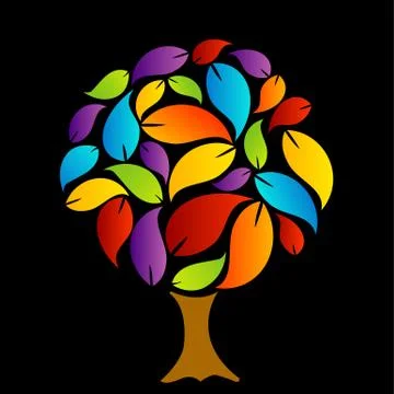 Tree with colorful leaves Stock Illustration