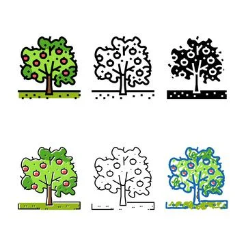 Tree concepts apple fruit color icon vector Stock Illustration