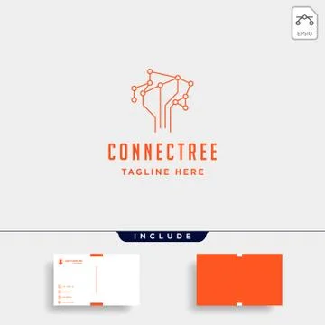 Tree connection logo design vector nature technology symbol sign icon Stock Illustration