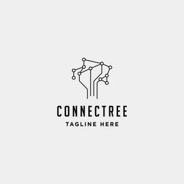 Tree connection logo design vector nature technology symbol sign icon Stock Illustration