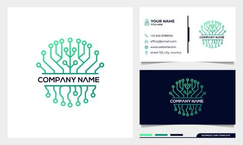 Tree connection technology, Tree of life logo design with business card Stock Illustration