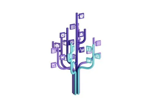 The tree consisting of the icons on the topic of social media Stock Illustration