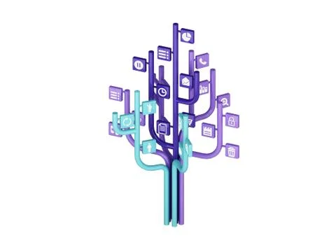 The tree consisting of the icons on the topic of social media Stock Illustration