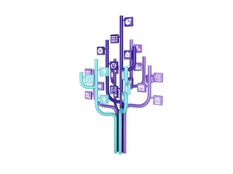 The tree consisting of the icons on the topic of social media Stock Illustration