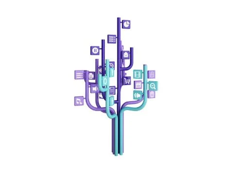 The tree consisting of the icons on the topic of social media Stock Illustration