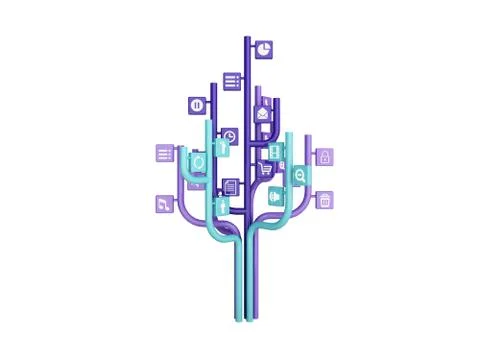The tree consisting of the icons on the topic of social media Stock Illustration