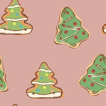 Tree Cookie Seamless Christmas Pattern Stockillustratie
