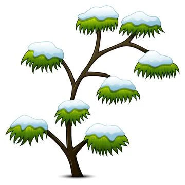 Tree covered snow isolated on white background Stock Illustration