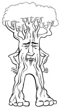 Tree creature coloring page Stock Illustration