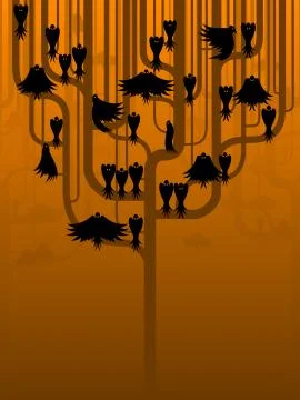Tree of crows Stock Illustration