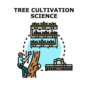 Tree cultivation science developing modern forestry and agriculture Ilustración de archivo
