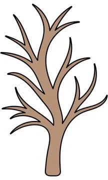 Tree. Curved brown branches without leaves. Vector illustration. Illustrazione stock