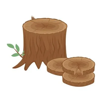 A tree in a cut, color isolated vector illustration in the cartoon style Stock Illustration