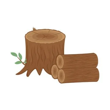 A tree in a cut, color isolated vector illustration in the cartoon style Stock Illustration