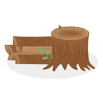 A tree in a cut, color isolated vector illustration in the cartoon style Stock Illustration