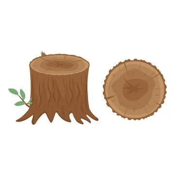 A tree in a cut, color isolated vector illustration in the cartoon style Stock Illustration