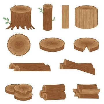 A tree in a cut, color isolated vector illustration in the cartoon style Stock Illustration